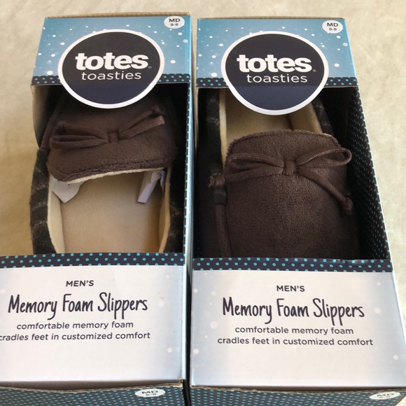 Totes Toasties Totes Men’s Brown Cream Memory Foam Slippers Size M (8-9) - Picture 11 of 11